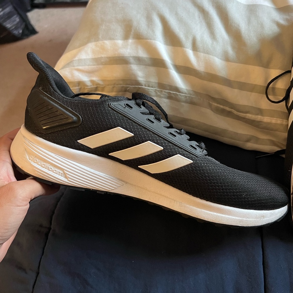 Brand new! Worn one time! Adidas black men’s sneakers with white stripes - Picture 4 of 6